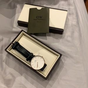Daniel Wellington gold and black leather watch